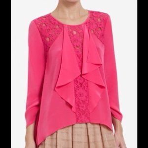 BCBGMaxAzria Pink Lace Ruffle Top NWT XXS